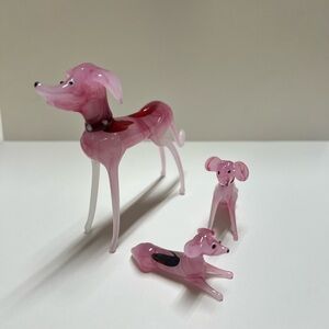 SOLD SOLD SOLD SOLD SOLD Set of 3 Hand Blown Glass Murano Style Glass Art Dogs